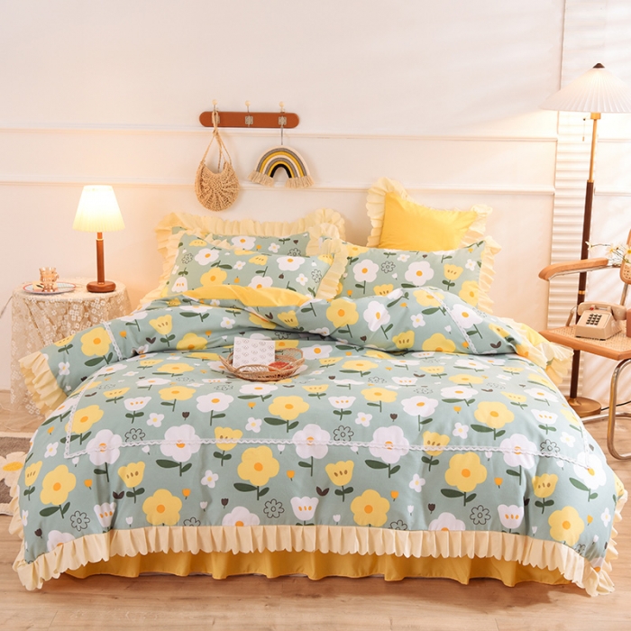 91家纺网 家纺一手货源 找家纺 梦之岛 2020新款韩版磨毛蕾丝四件套 美好心愿