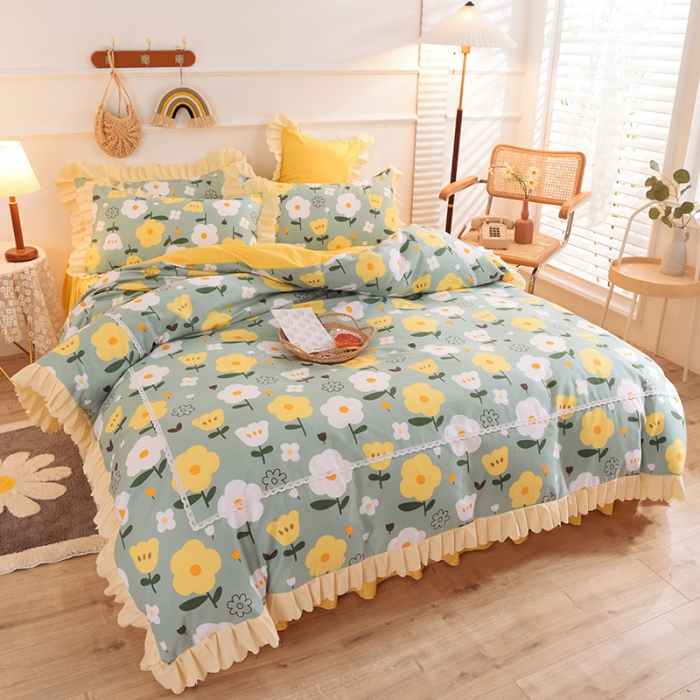 91家纺网 家纺一手货源 找家纺 梦之岛 2020新款韩版磨毛蕾丝四件套 美好心愿