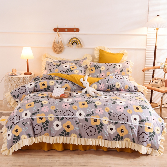 91家纺网 家纺一手货源 找家纺 梦之岛 2020新款韩版磨毛蕾丝四件套 甜蜜花丛