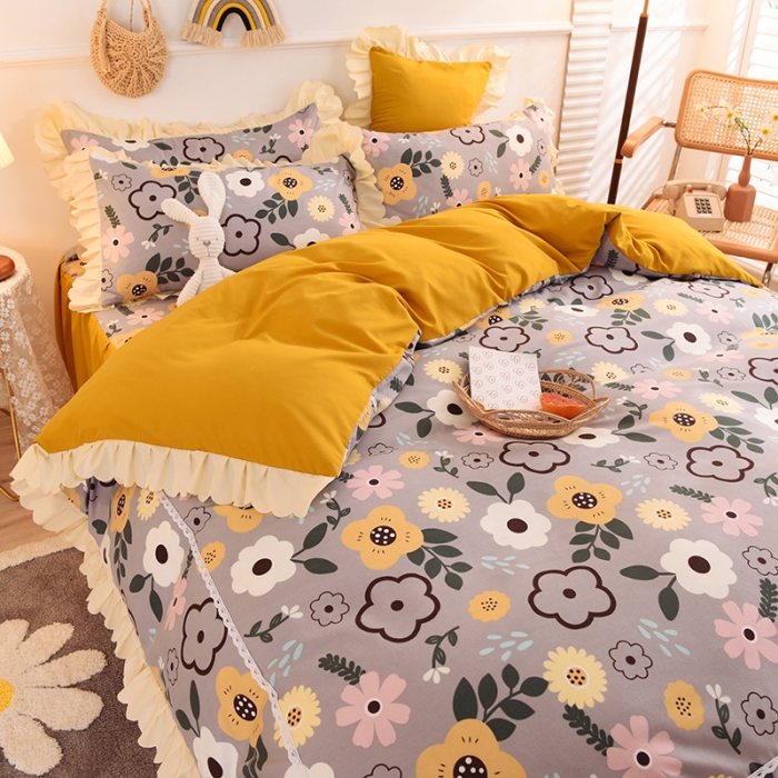 91家纺网 家纺一手货源 找家纺 梦之岛 2020新款韩版磨毛蕾丝四件套 甜蜜花丛