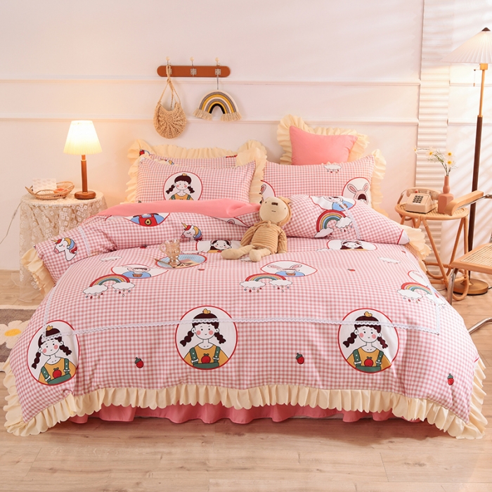 91家纺网 家纺一手货源 找家纺 梦之岛 2020新款韩版磨毛蕾丝四件套 甜心女孩