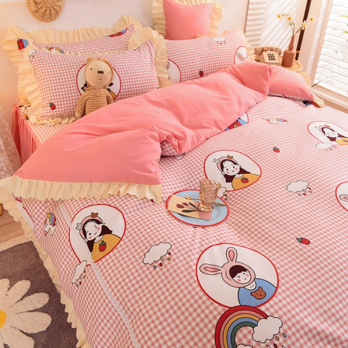 91家纺网 家纺一手货源 找家纺 梦之岛 2020新款韩版磨毛蕾丝四件套 甜心女孩