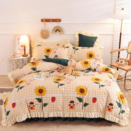 梦之岛 2020新款韩版磨毛蕾丝四件套 向阳花开