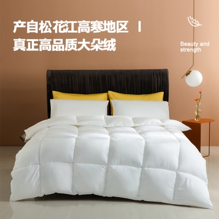 2024新款大朵绒轻音羽绒被春秋被冬被 雪鸟白