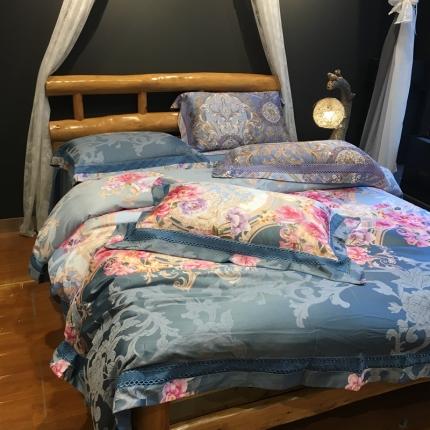 91家纺网 家纺一手货源 找家纺 玖玖爱 2020新款七彩锦缎四件套 旺罗卡门