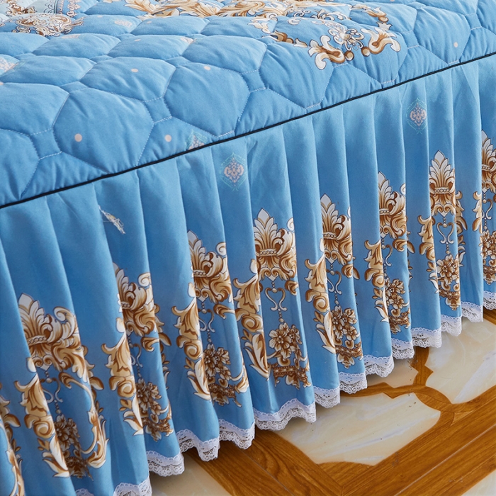 91家纺网 家纺一手货源 找家纺 艾裙海 2020新款斜纹加厚夹棉单床裙北欧风情