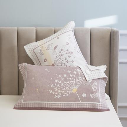 91家纺网 家纺一手货源 找家纺 爱港全棉纱布柔软吸汗四季枕头巾欧式情侣单人枕巾一对蒲公英豆沙