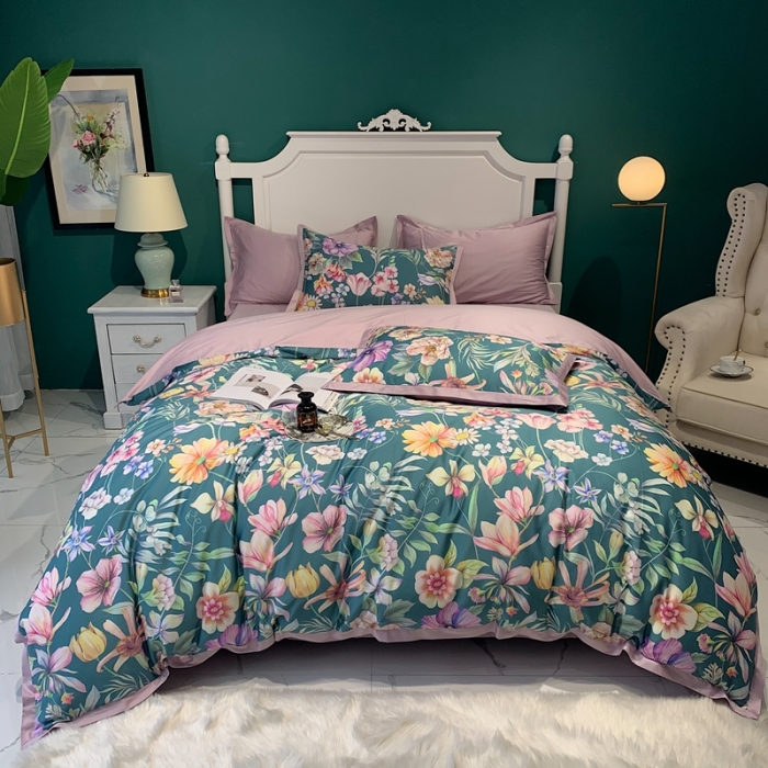 91家纺网 家纺一手货源 找家纺 太古汇 2020新款60支数码印花小边款四件套艾尔莎