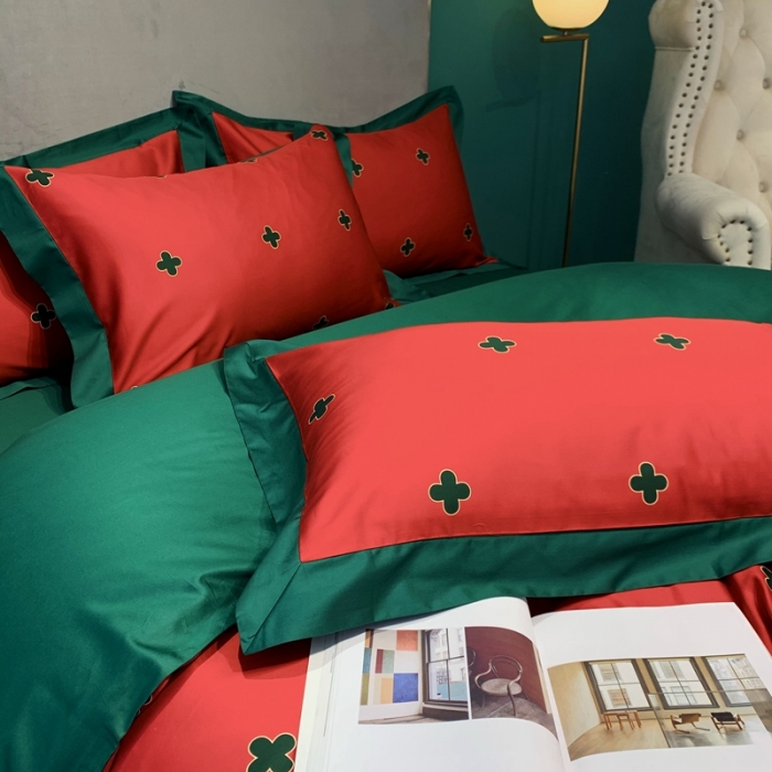 91家纺网 家纺一手货源 找家纺 太古汇 2020新款60支数码印花小边款四件套查尔斯红