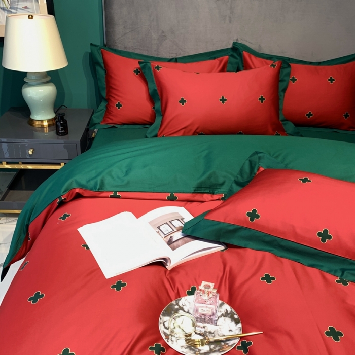 91家纺网 家纺一手货源 找家纺 太古汇 2020新款60支数码印花小边款四件套查尔斯红