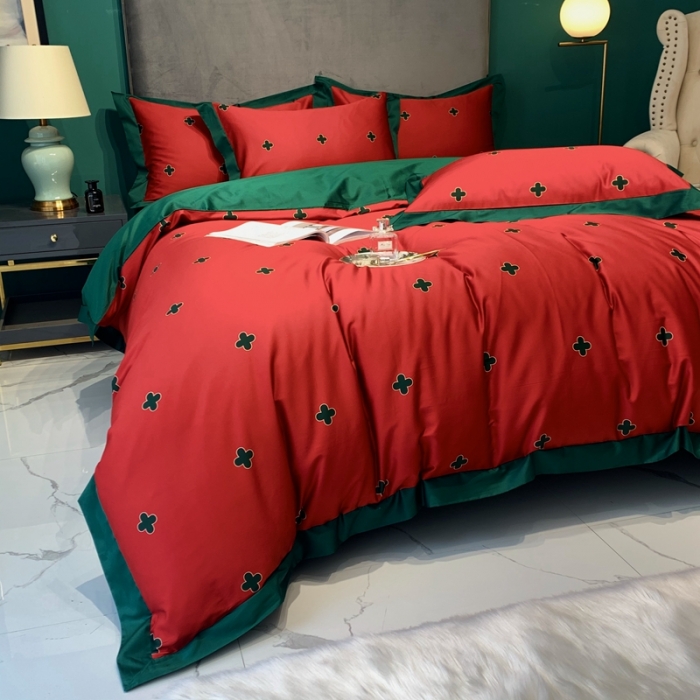 91家纺网 家纺一手货源 找家纺 太古汇 2020新款60支数码印花小边款四件套查尔斯红