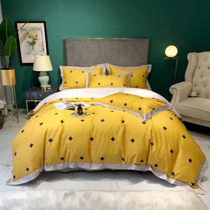 91家纺网 家纺一手货源 找家纺 太古汇 2020新款60支数码印花小边款四件套查尔斯黄