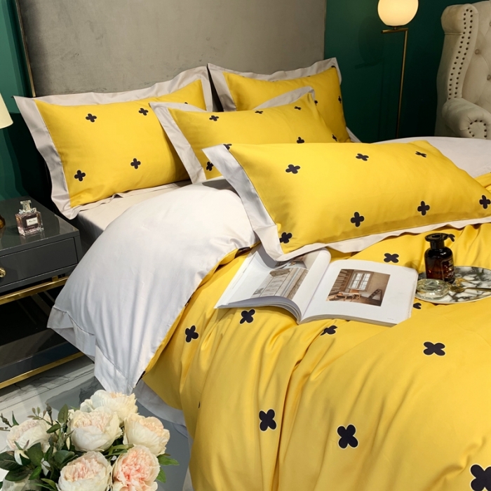 91家纺网 家纺一手货源 找家纺 太古汇 2020新款60支数码印花小边款四件套查尔斯黄