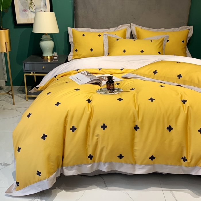 91家纺网 家纺一手货源 找家纺 太古汇 2020新款60支数码印花小边款四件套查尔斯黄