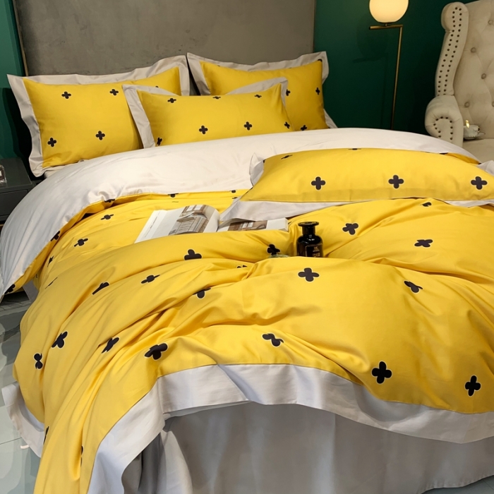 91家纺网 家纺一手货源 找家纺 太古汇 2020新款60支数码印花小边款四件套查尔斯黄