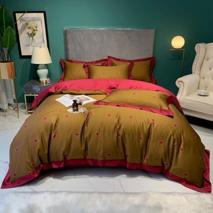 太古汇 2020新款60支数码印花小边款四件套查尔斯卡其