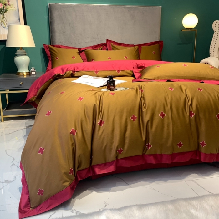 91家纺网 家纺一手货源 找家纺 太古汇 2020新款60支数码印花小边款四件套查尔斯卡其