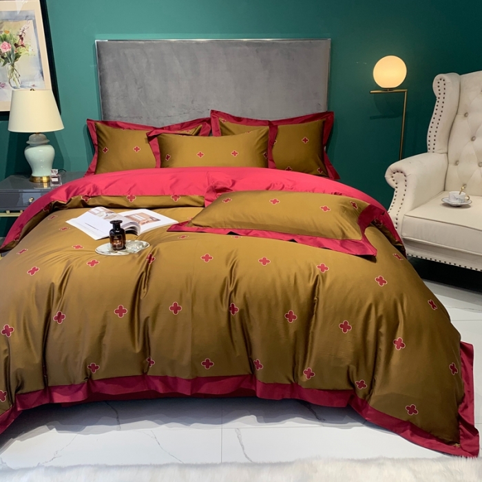 91家纺网 家纺一手货源 找家纺 太古汇 2020新款60支数码印花小边款四件套查尔斯卡其