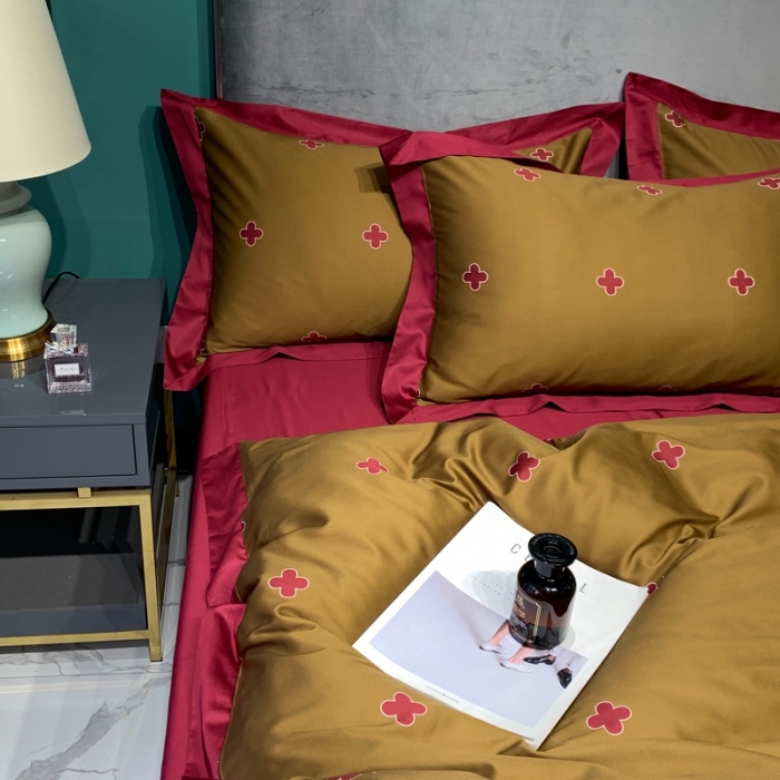 91家纺网 家纺一手货源 找家纺 太古汇 2020新款60支数码印花小边款四件套查尔斯卡其