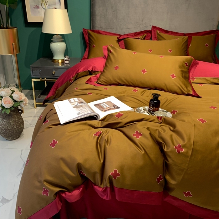 91家纺网 家纺一手货源 找家纺 太古汇 2020新款60支数码印花小边款四件套查尔斯卡其