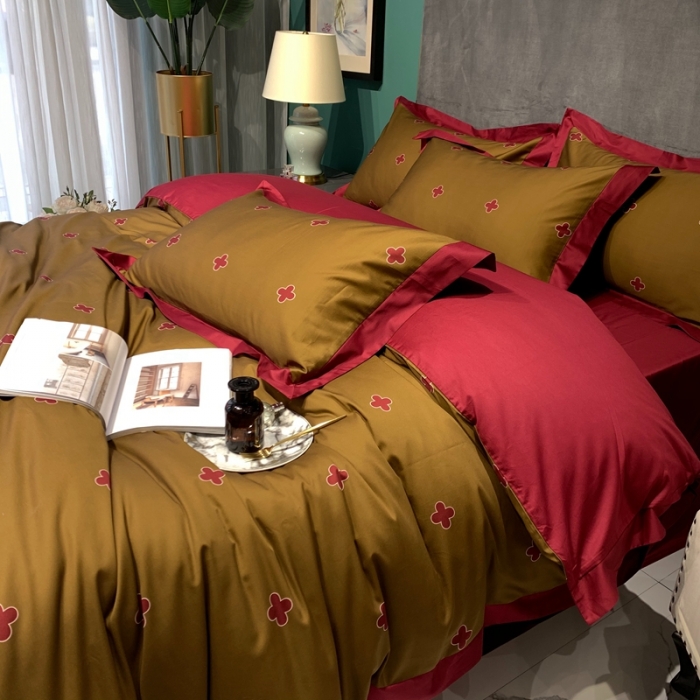 91家纺网 家纺一手货源 找家纺 太古汇 2020新款60支数码印花小边款四件套查尔斯卡其