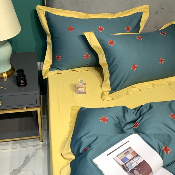 91家纺网 家纺一手货源 找家纺 太古汇 2020新款60支数码印花小边款四件套查尔斯蓝