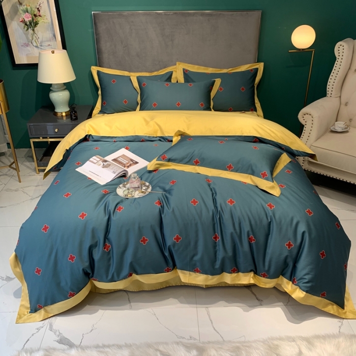 91家纺网 家纺一手货源 找家纺 太古汇 2020新款60支数码印花小边款四件套查尔斯蓝