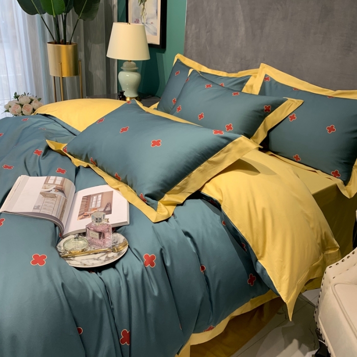 91家纺网 家纺一手货源 找家纺 太古汇 2020新款60支数码印花小边款四件套查尔斯蓝