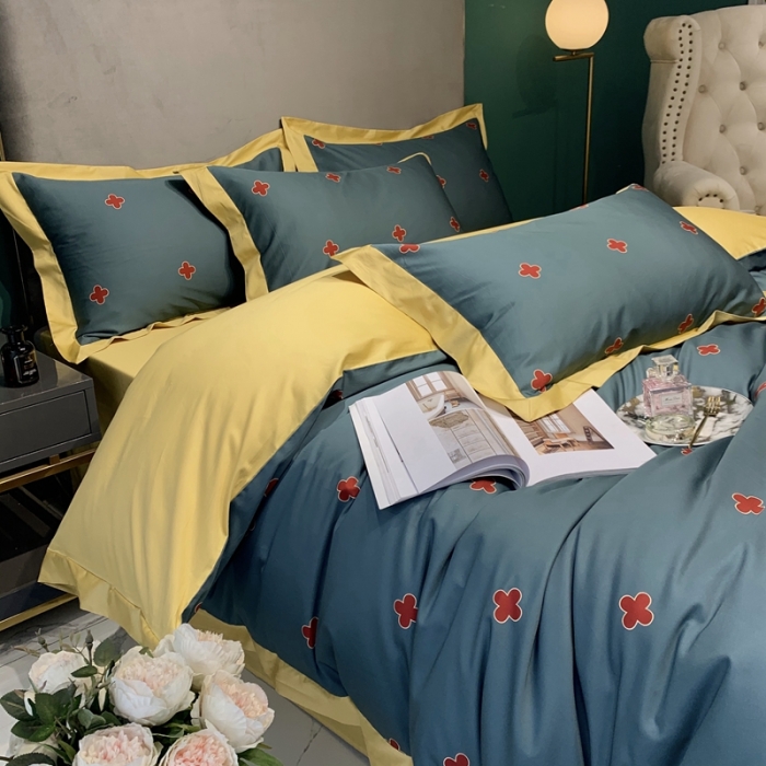 91家纺网 家纺一手货源 找家纺 太古汇 2020新款60支数码印花小边款四件套查尔斯蓝