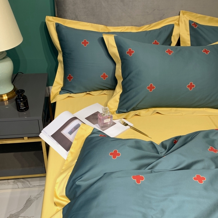 91家纺网 家纺一手货源 找家纺 太古汇 2020新款60支数码印花小边款四件套查尔斯蓝