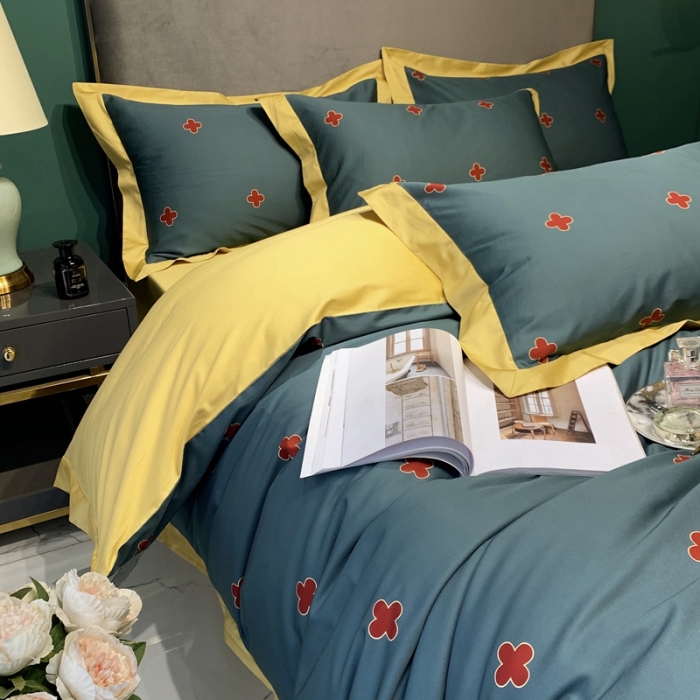 91家纺网 家纺一手货源 找家纺 太古汇 2020新款60支数码印花小边款四件套查尔斯蓝