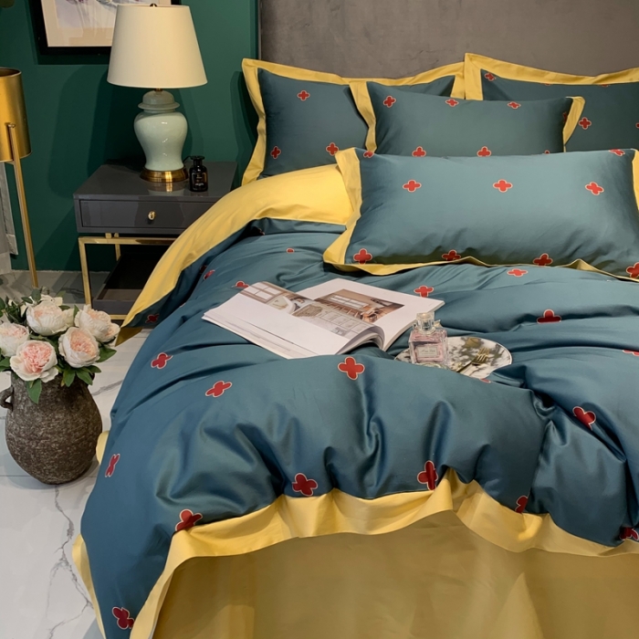 91家纺网 家纺一手货源 找家纺 太古汇 2020新款60支数码印花小边款四件套查尔斯蓝