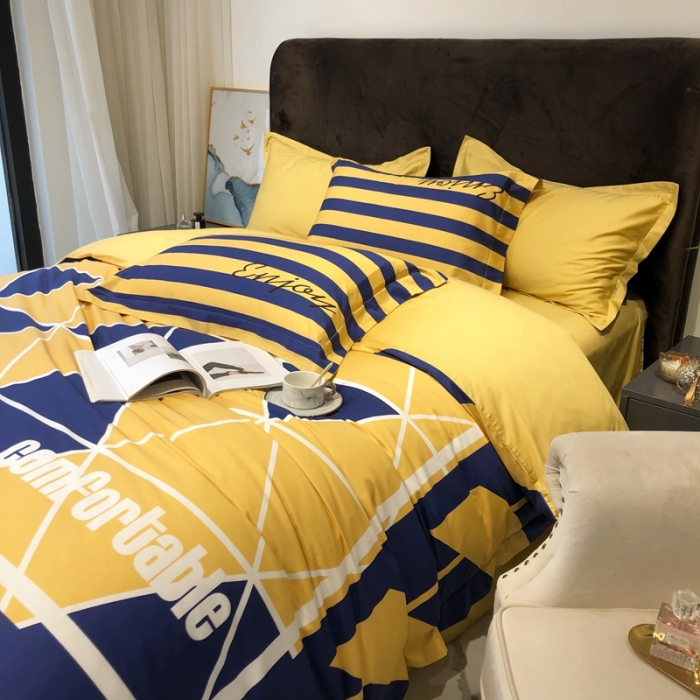 91家纺网 家纺一手货源 找家纺 太古汇 2020新款60支数码印花小边款四件套丹尼斯-蓝