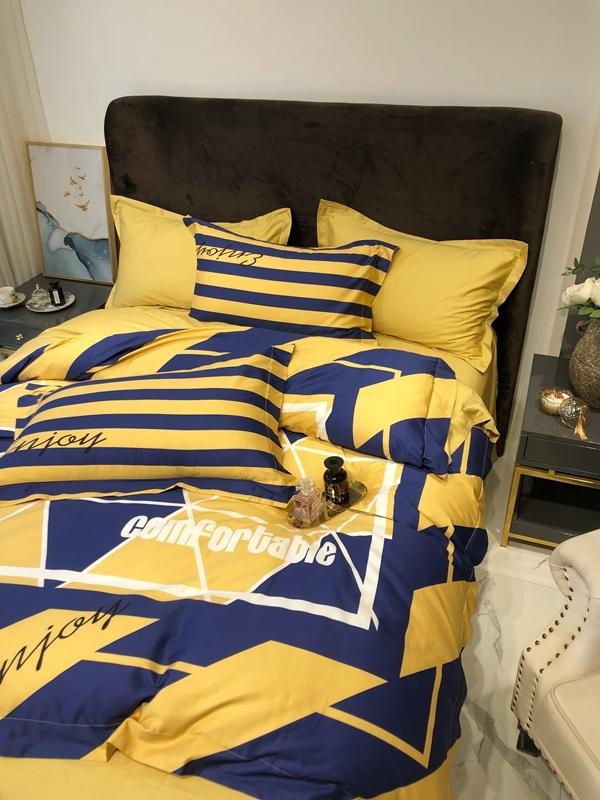 91家纺网 家纺一手货源 找家纺 太古汇 2020新款60支数码印花小边款四件套丹尼斯-蓝