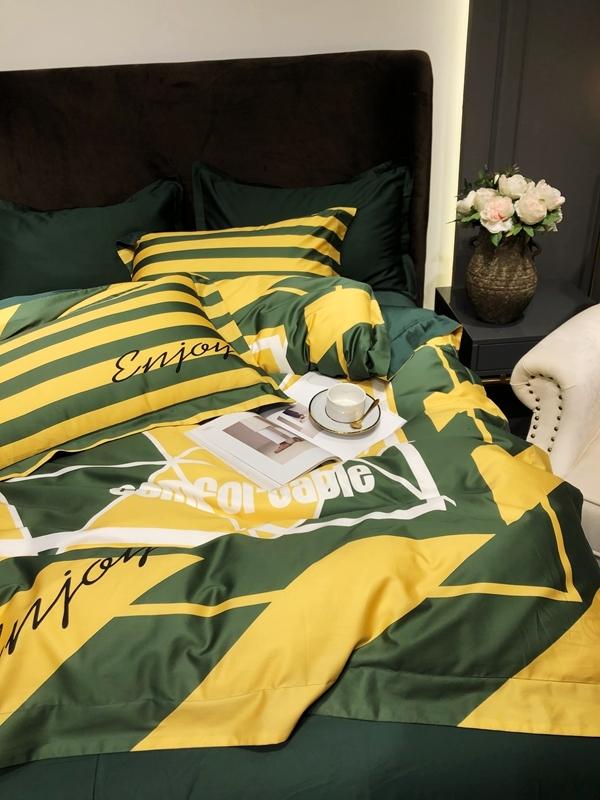 91家纺网 家纺一手货源 找家纺 太古汇 2020新款60支数码印花小边款四件套丹尼斯-绿