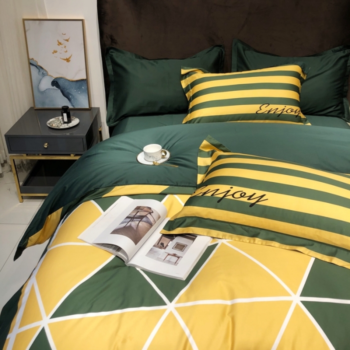 91家纺网 家纺一手货源 找家纺 太古汇 2020新款60支数码印花小边款四件套丹尼斯-绿