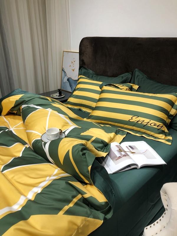 91家纺网 家纺一手货源 找家纺 太古汇 2020新款60支数码印花小边款四件套丹尼斯-绿