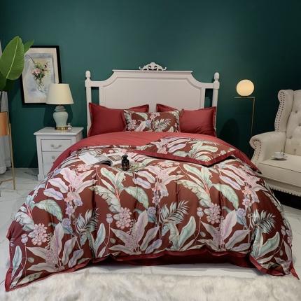 太古汇 2020新款60支数码印花小边款四件套林恩红