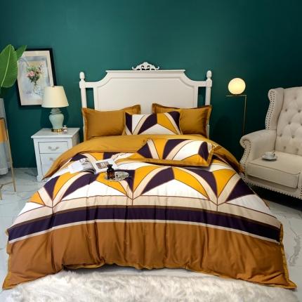 91家纺网 家纺一手货源 找家纺 太古汇 2020新款60支数码印花小边款四件套露西尼黄