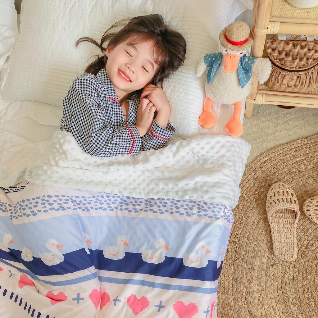 91家纺网 家纺一手货源 找家纺 星期八 2020新款A类针织棉豆豆毯 爱心小鸭