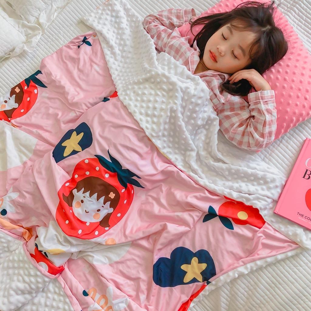 91家纺网 家纺一手货源 找家纺 星期八 2020新款A类针织棉豆豆毯 草莓女孩