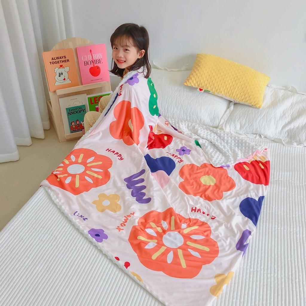 91家纺网 家纺一手货源 找家纺 星期八 2020新款A类针织棉豆豆毯 花儿朵朵