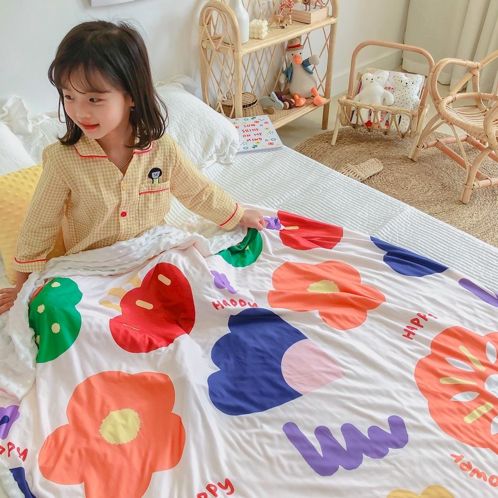 91家纺网 家纺一手货源 找家纺 星期八 2020新款A类针织棉豆豆毯 花儿朵朵