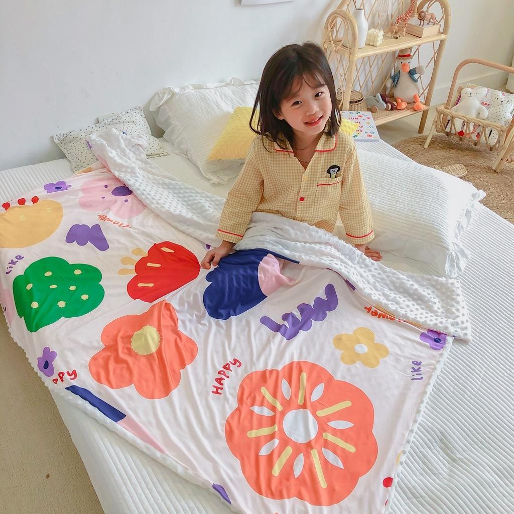 91家纺网 家纺一手货源 找家纺 星期八 2020新款A类针织棉豆豆毯 花儿朵朵