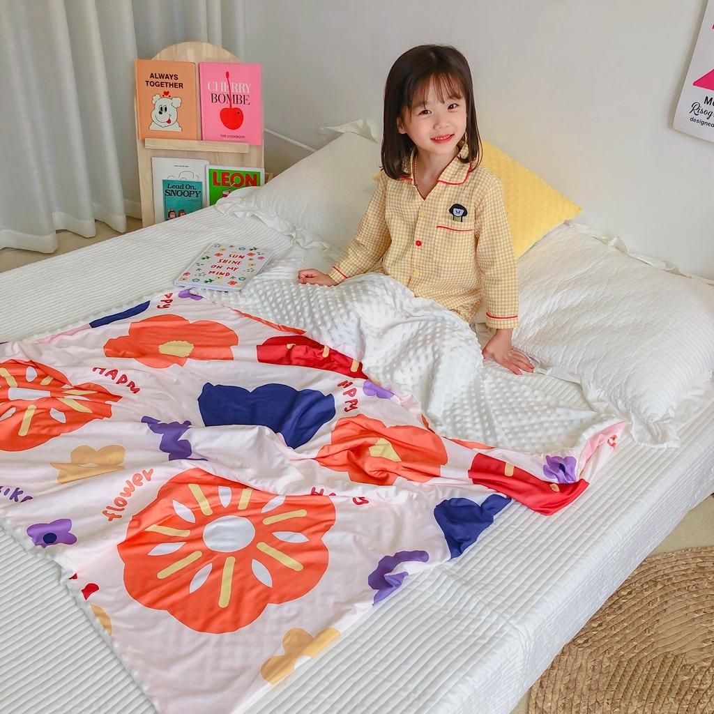 91家纺网 家纺一手货源 找家纺 星期八 2020新款A类针织棉豆豆毯 花儿朵朵