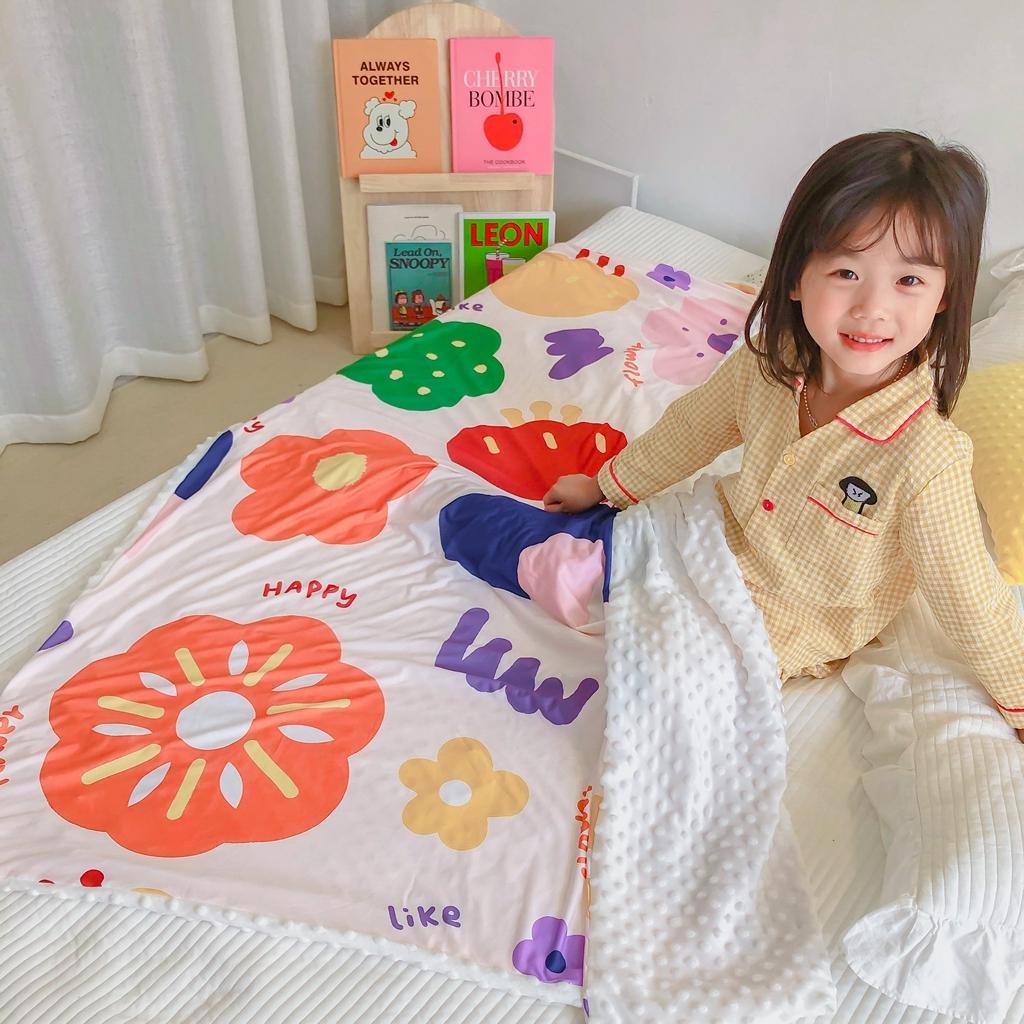 91家纺网 家纺一手货源 找家纺 星期八 2020新款A类针织棉豆豆毯 花儿朵朵