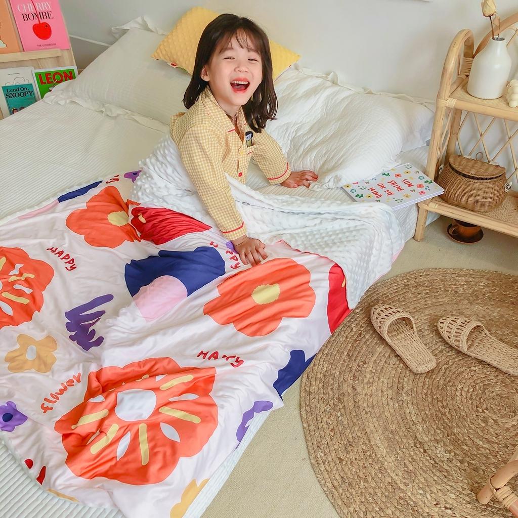 91家纺网 家纺一手货源 找家纺 星期八 2020新款A类针织棉豆豆毯 花儿朵朵