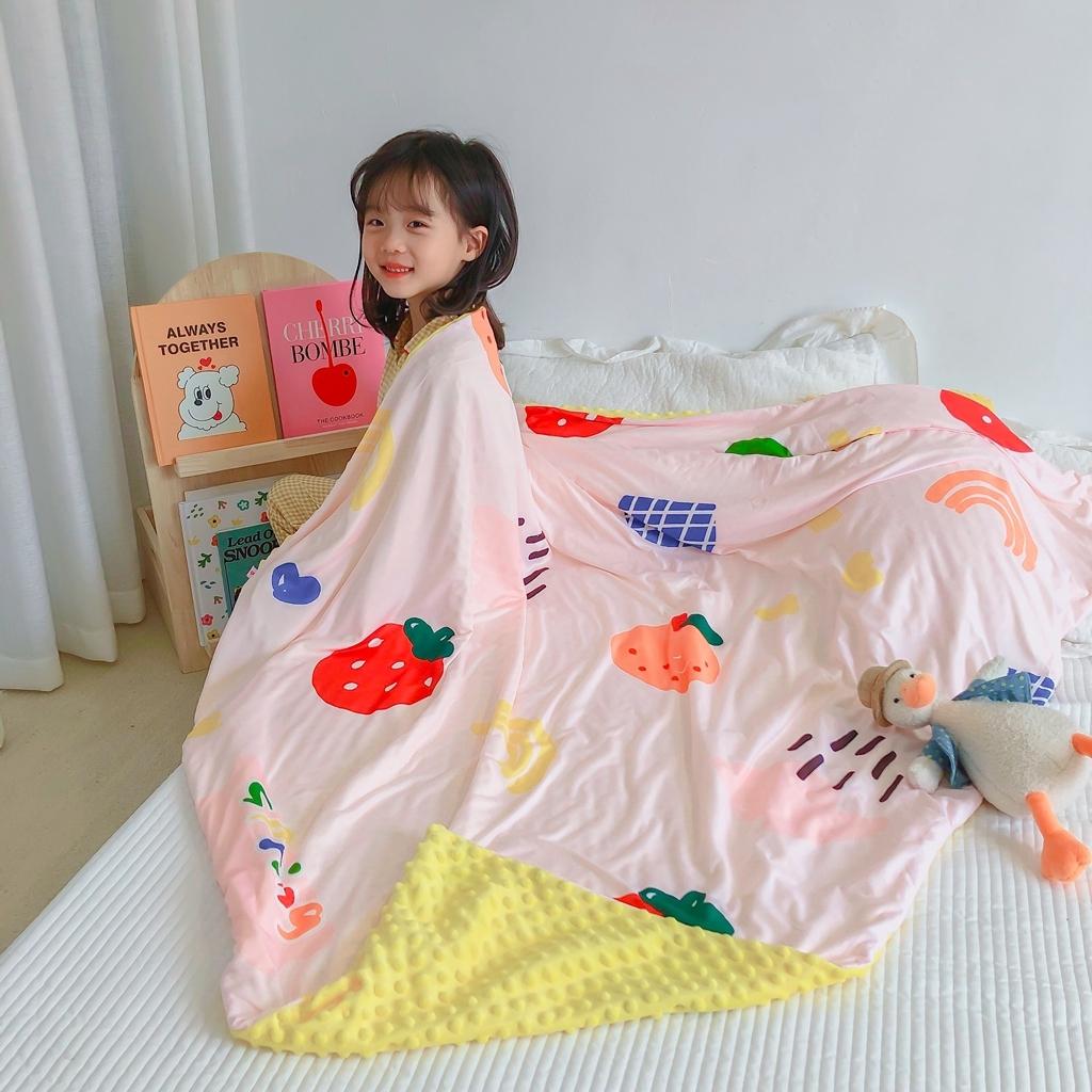 91家纺网 家纺一手货源 找家纺 星期八 2020新款A类针织棉豆豆毯 可爱水果