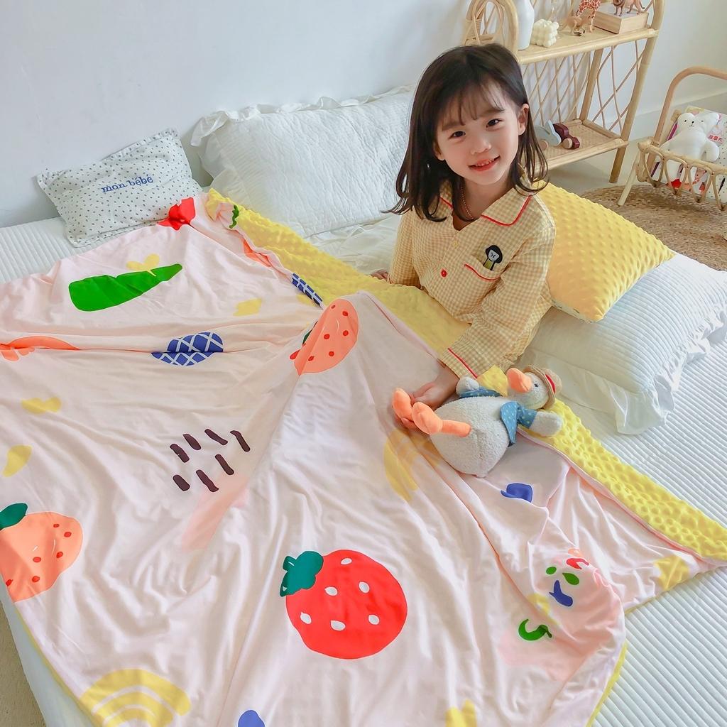 91家纺网 家纺一手货源 找家纺 星期八 2020新款A类针织棉豆豆毯 可爱水果