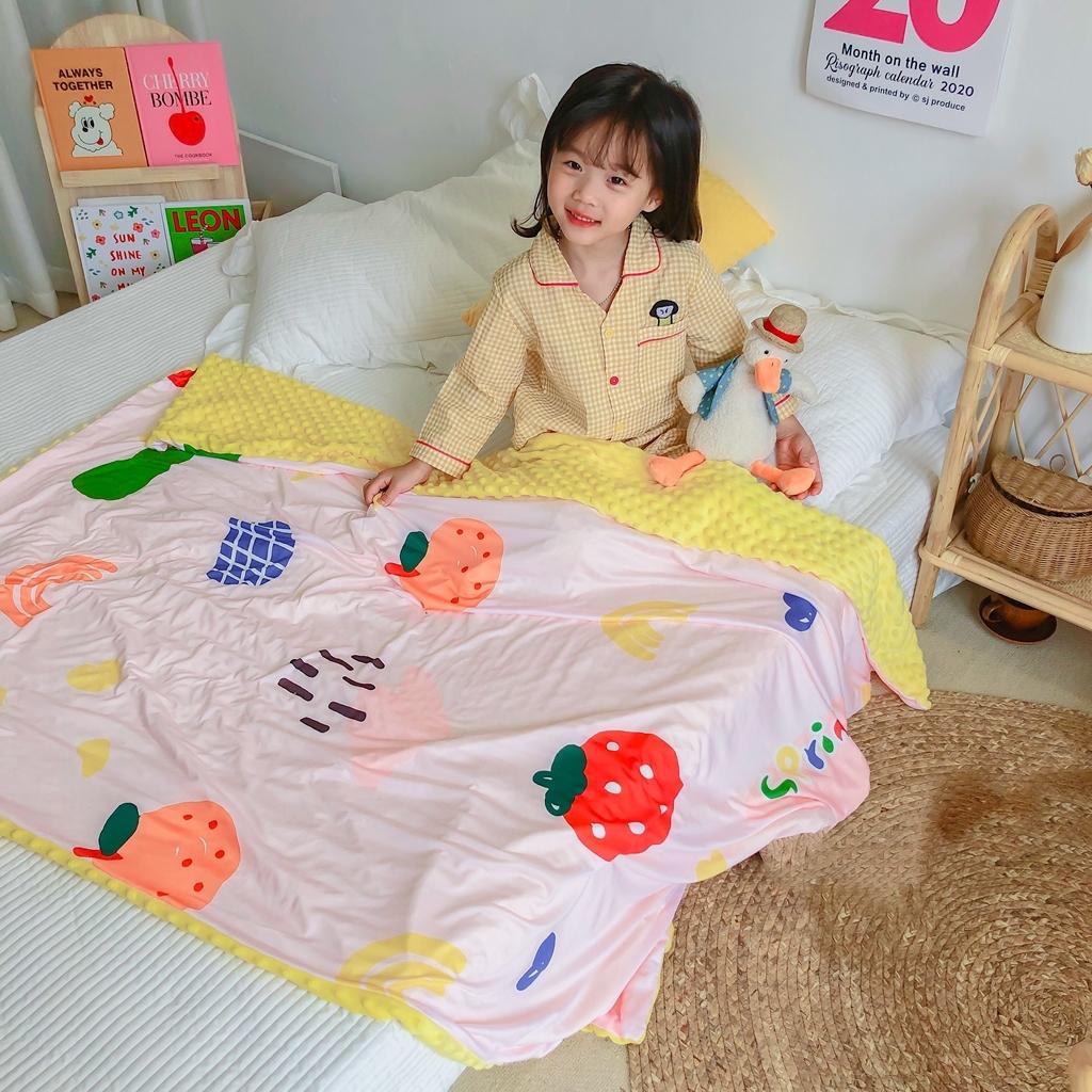 91家纺网 家纺一手货源 找家纺 星期八 2020新款A类针织棉豆豆毯 可爱水果